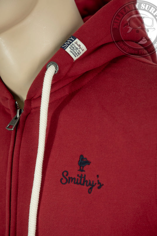 Smithy's felpa uomo cappuccio e zip rosso mattone 