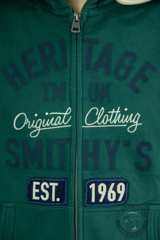 Smithy's felpa hoodie zip lunga e cappuccio  uomo Verde scuro 
