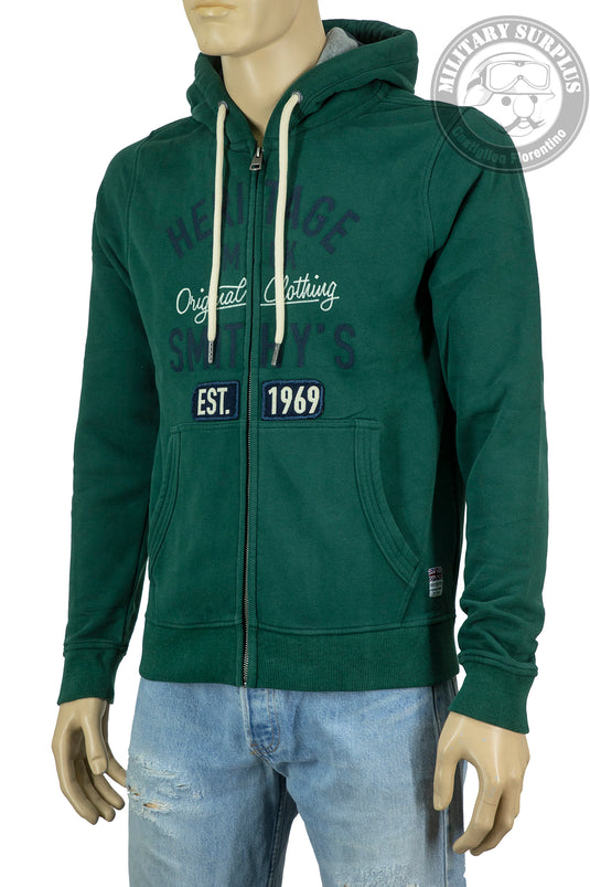 Smithy's felpa hoodie zip lunga e cappuccio  uomo Verde scuro 