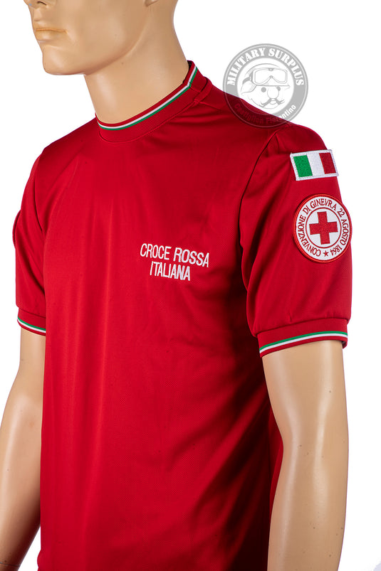 T-shirt in tessuto tecnico CROCE ROSSA ITALIANA  con tricolore 