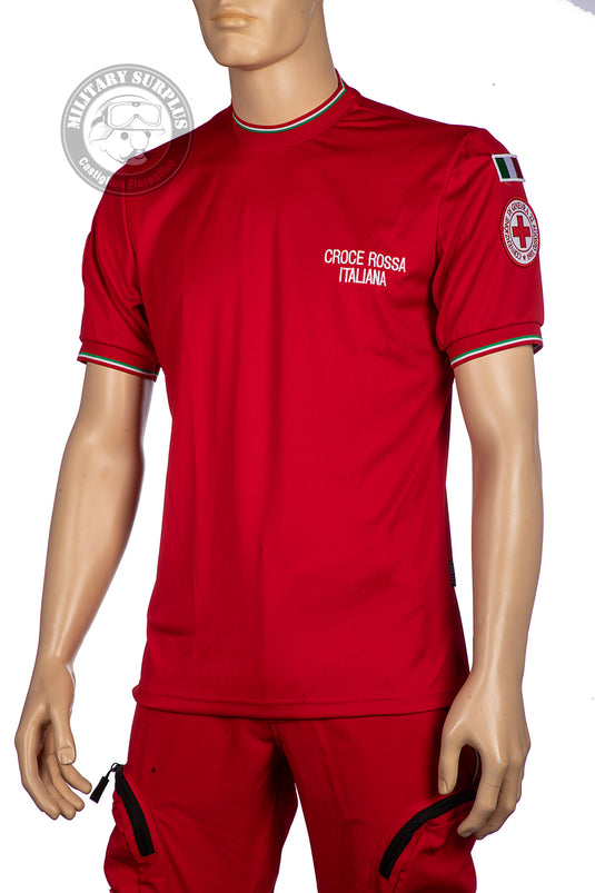 T-shirt in tessuto tecnico CROCE ROSSA ITALIANA  con tricolore 