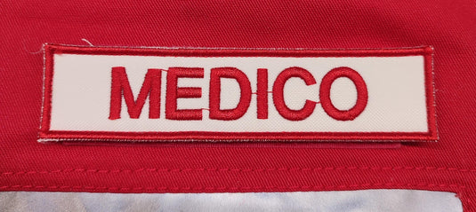 qualifica ricamata croce rossa rosso su bianco MEDICO 