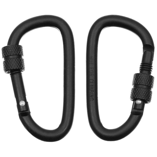 moschettoni a d in metallo 6mm 6cm coppia nero 