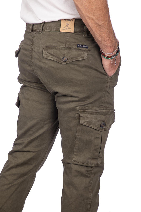 Smithy's pantaloni cargo uomo colore Verde Militare<BR/> 