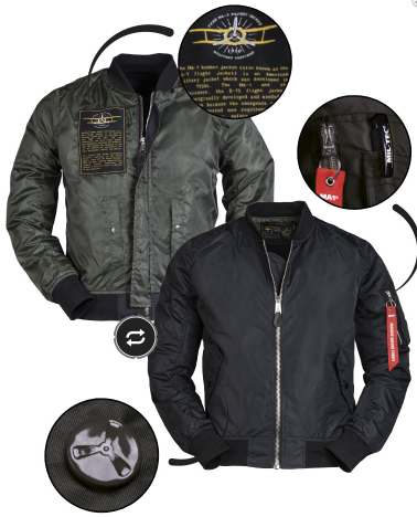 Bomber ma1 estivo REVERSIBILE  sfoderato NERO 