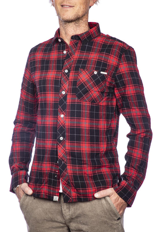 Smithy's camicia uomo flanellata a quadri Rosso\Nero 