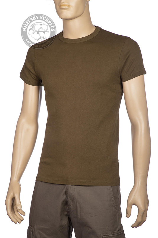 T-shirt uomo elasticizzata tinta unita mezza manica VERDE OLIVA 