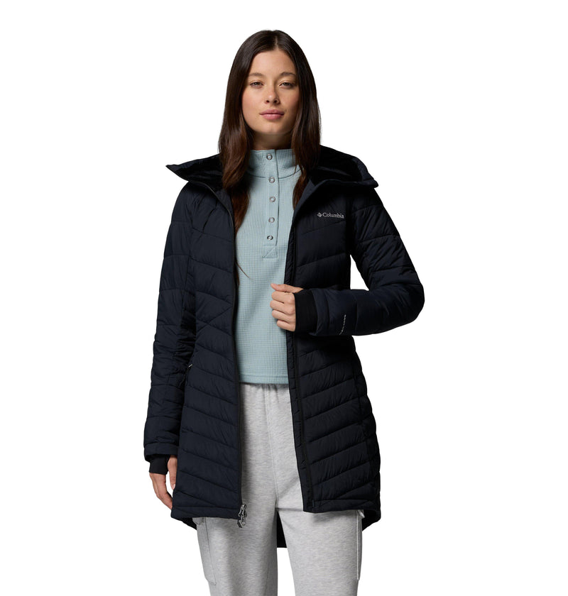 Carica immagine in Galleria Viewer, Giacca imbottita di media lunghezza con cappuccio Joy Peak™ II da donna Nero 
