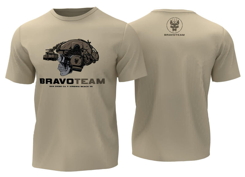 Carica immagine in Galleria Viewer, T-shirt stampata fronte retro BRAVO TEAM SKULL TAN 
