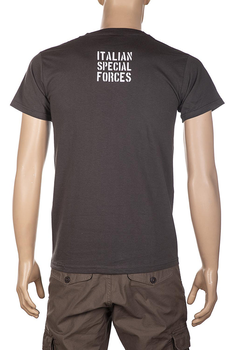 Load image into Gallery viewer, T-shirt military style stampata fronte retro ITALIAN SPECIAL FORCES GRIGIO ANTRACITE 
