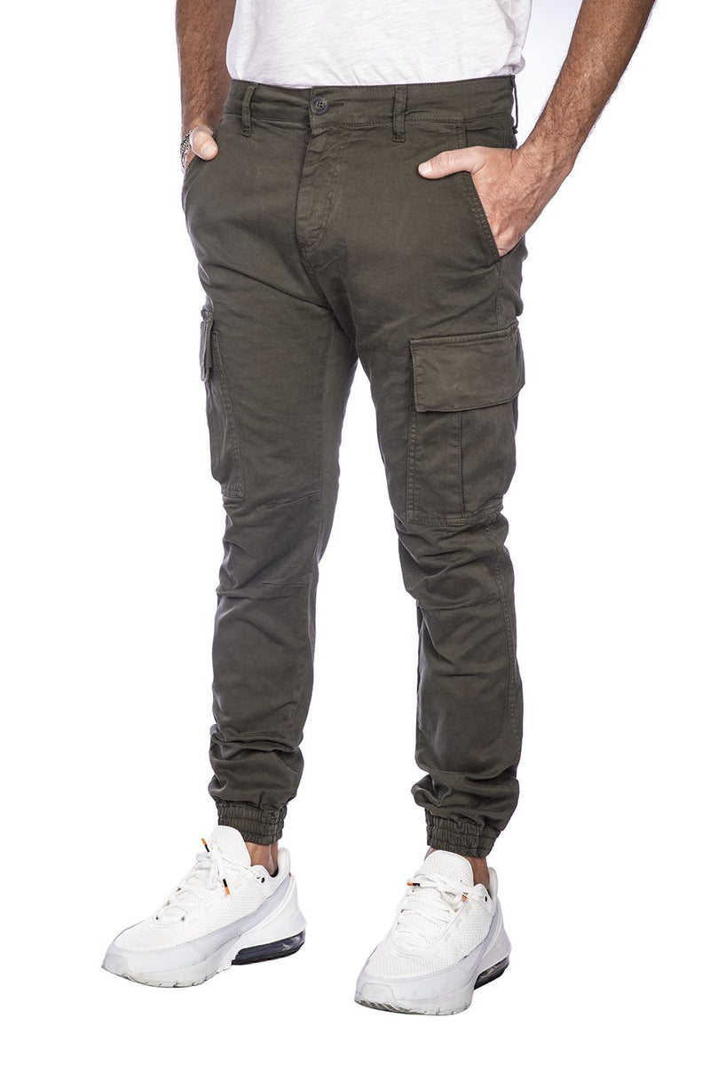 Carica immagine in Galleria Viewer, Smithy's pantaloni cargo uomo con elastico verde militare 
