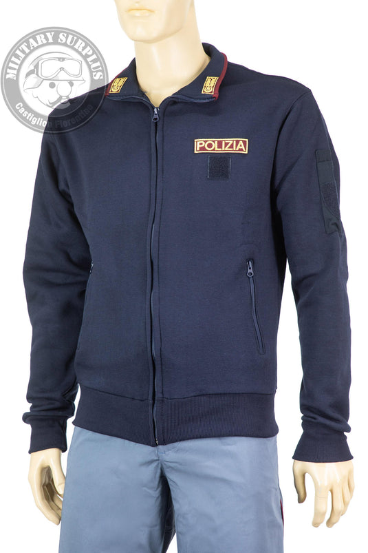 Maglia in felpa con zip ricamata POLIZIA DI STATO 