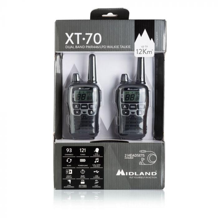 Carica immagine in Galleria Viewer, XT70 -2radio + caricabatteria +cavo usb+2 pacchi batteria 10h +clip+2 auric. 
