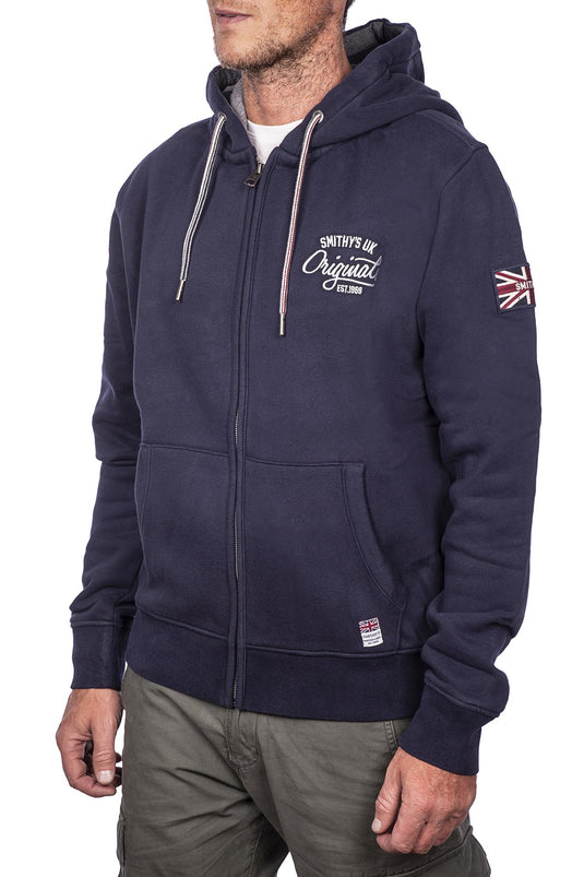 smithy's felpa ricamata zip lunga uomo Navy Blue 