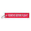 FOSTEX REMOVE BEFORE FLIGHT military-style fabric keychain ON BOTH SIDES