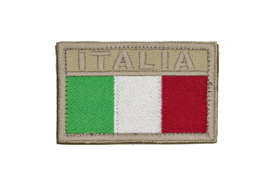 Patch Bandiera italiana rettangolare con velcro base sabbia desert 