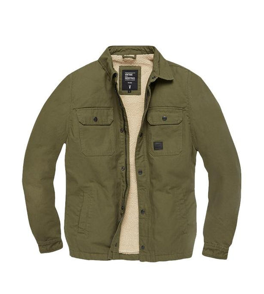dean sherpa jacket man short olive green 