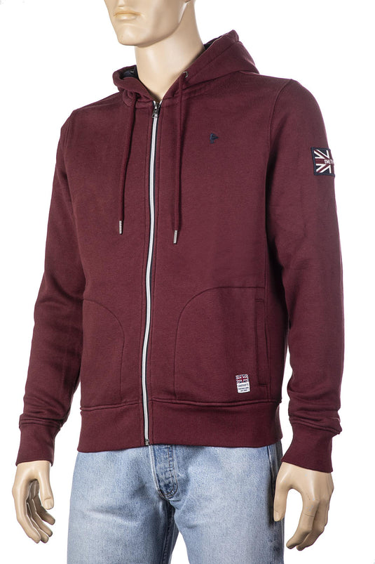 smithy's felpa uomo zip lunga e cappuccio cappuccio colore bordeaux 