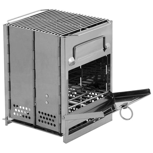 rocket stove, fornello survival pieghevole in acciaio inox 