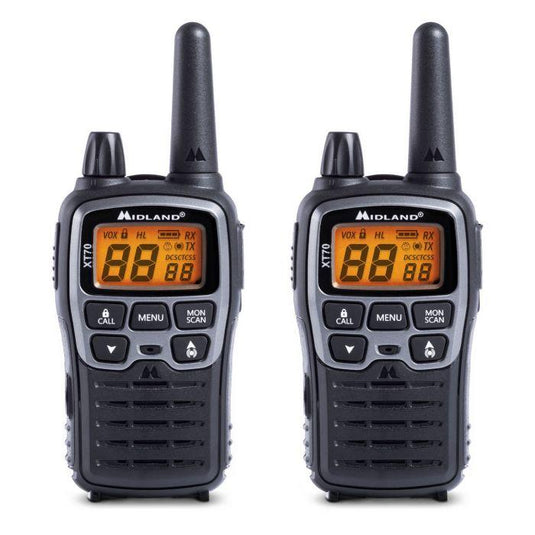 XT70 -2radio + caricabatteria +cavo usb+2 pacchi batteria 10h +clip+2 auric. 