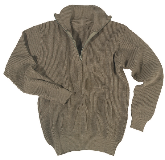 Maglia alpino mezza zip militare collo alto verde oliva 