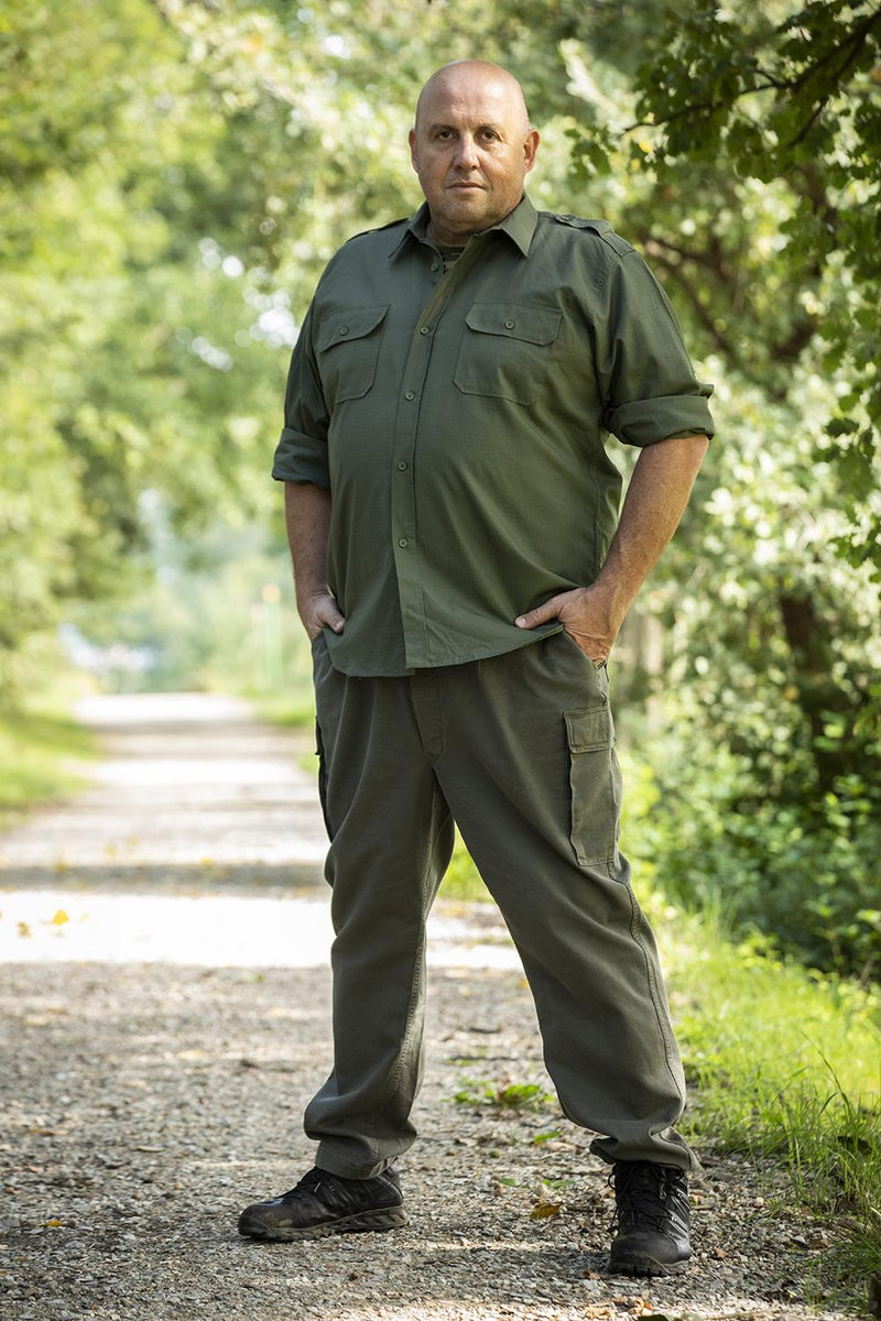 Carica immagine in Galleria Viewer, Camicia militare uomo rip-stop VERDE OLIVA 
