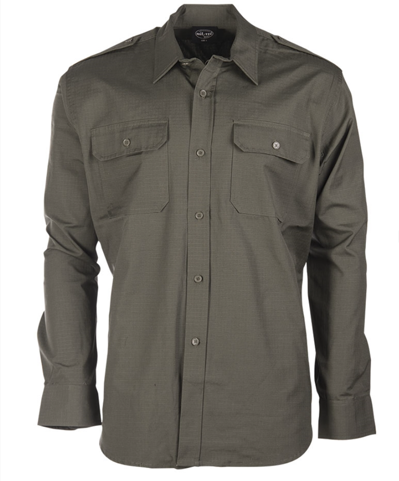 Carica immagine in Galleria Viewer, Camicia militare uomo rip-stop VERDE OLIVA 
