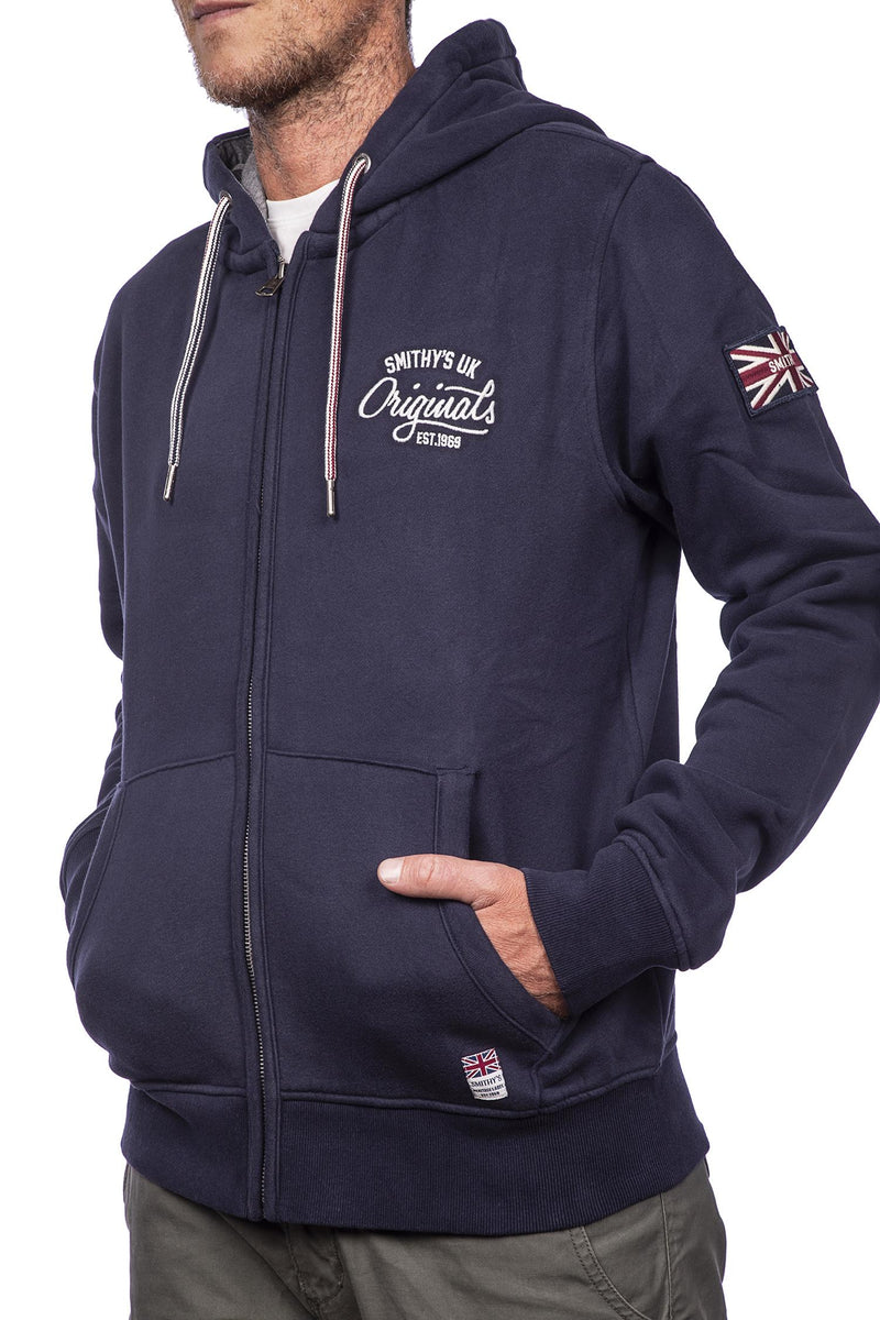 Carica immagine in Galleria Viewer, smithy's felpa ricamata zip lunga uomo Navy Blue 
