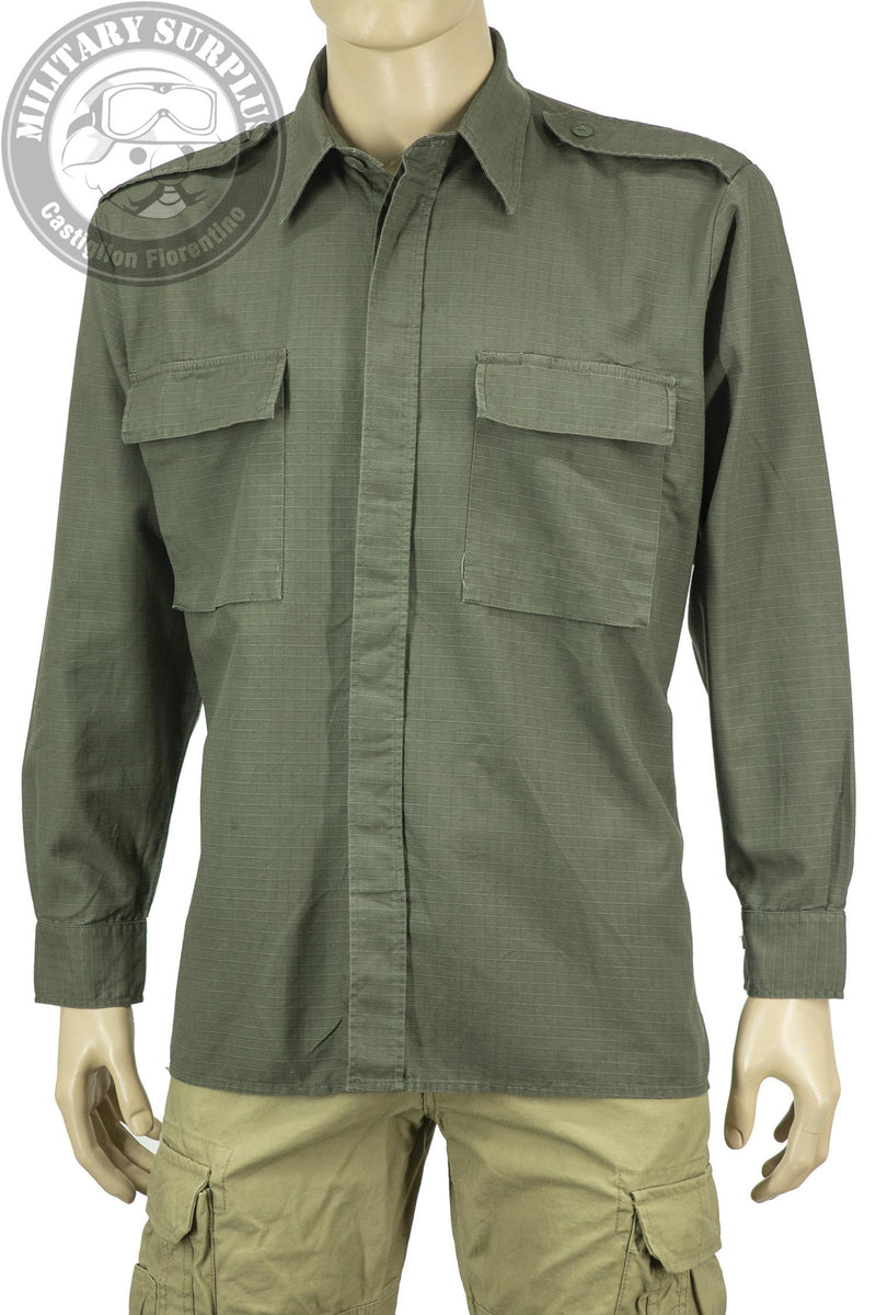 Carica immagine in Galleria Viewer, CAMICIA VERDE OLIVA DOTAZIONE NATO  Originale  militare usato prima scelta 100% cotone 
