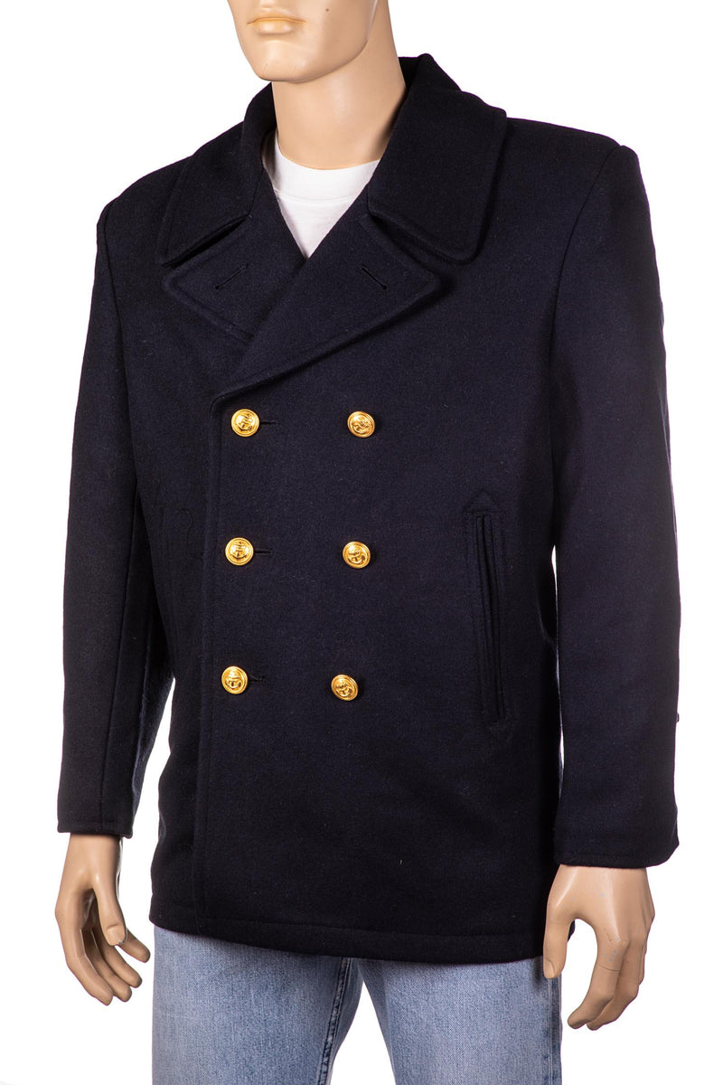 Carica immagine in Galleria Viewer, giacca modello peacoat in lana blu con bottoni dorati 
