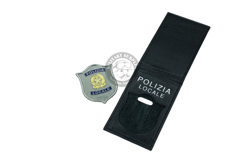 Load image into Gallery viewer, Portafoglio apertura orizzontale con portaplacca estraibile per  placca AS45 POLIZIA LOCALE 
