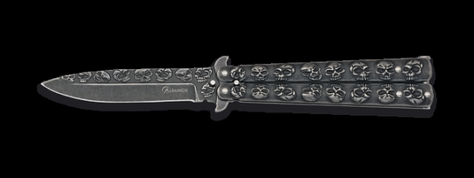 Coltello butterfly skull lama nera cm 9,5 