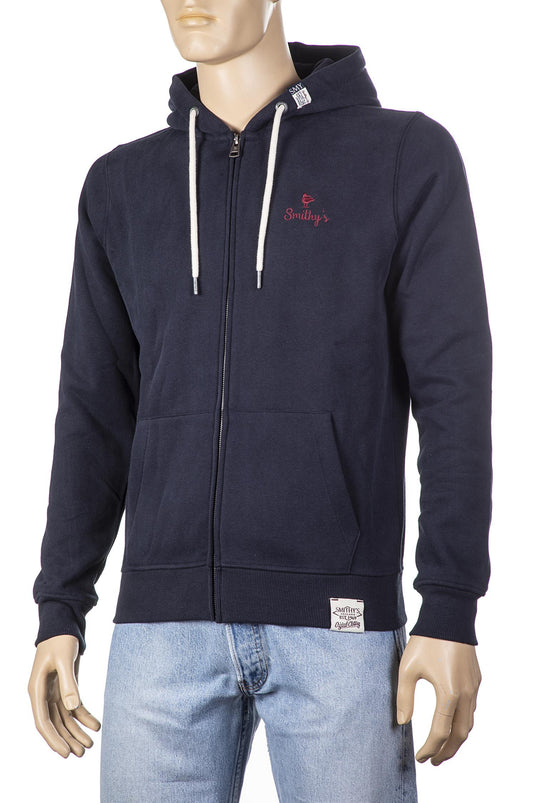 Smithy's felpa uomo cappuccio e zip navy blu 