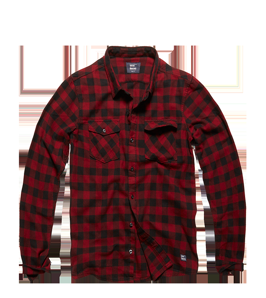 harley shirt camicia uomo in cotone flanellato leggero a scacchi rosso/nero 
