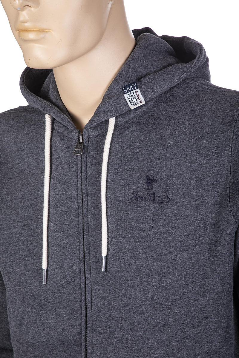 Load image into Gallery viewer, smithy's felpa uomo cappuccio e zip grigio scuro melange 

