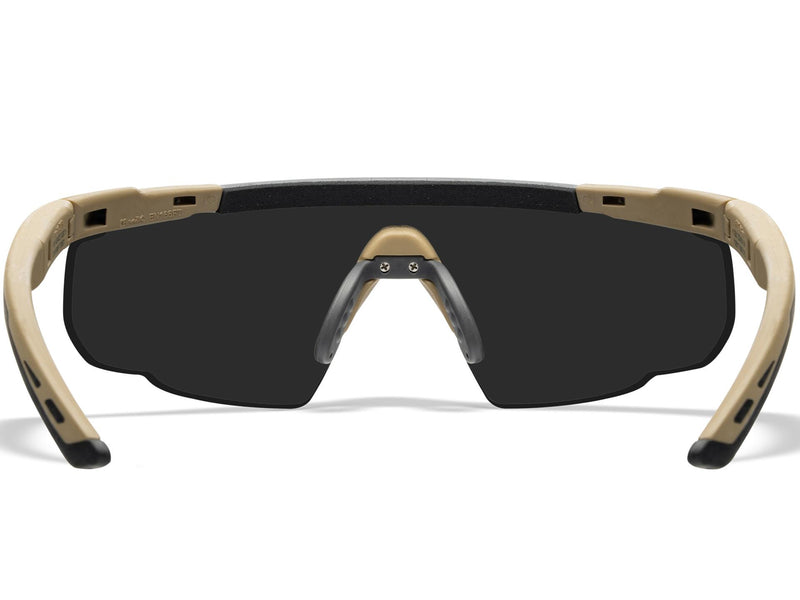 Load image into Gallery viewer, Saber Advanced occhiali tattici a protezione balistica set 3 lenti trasparente + grey + light rust montatura COYOTE TAN 
