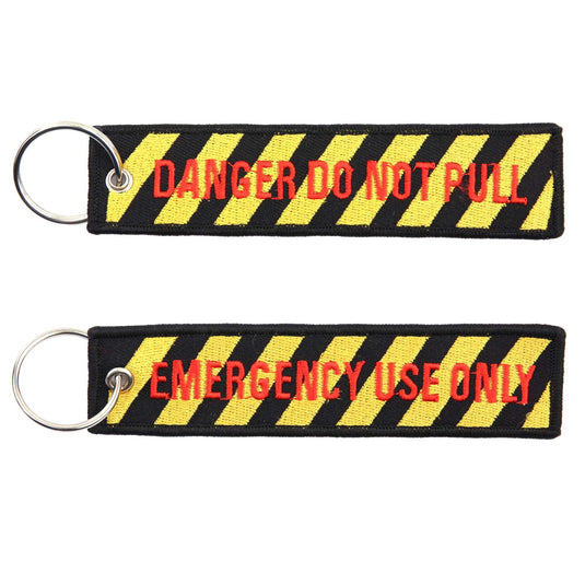 portachiavi in stoffa stile militare Danger do not pull