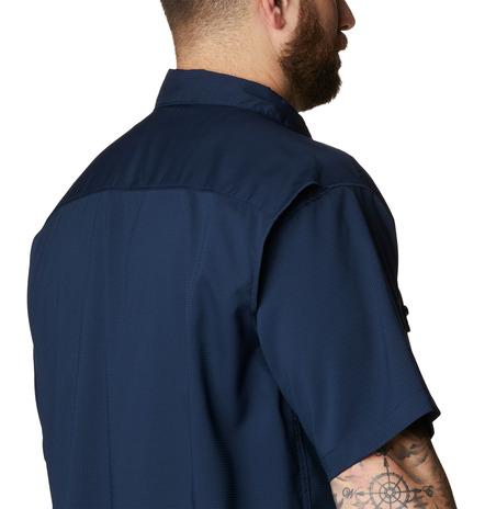 Camicia a maniche corte in tinta unita Utilizer™ II da uomo- Taglia Forte blu navy<BR/> 