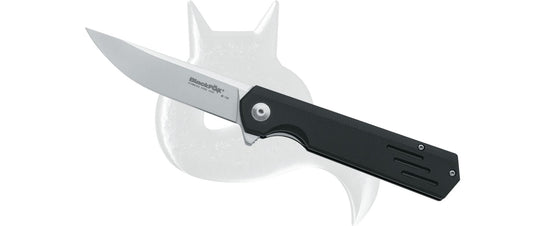 black fox revolver<BR/>design by fox knives folding knife 440c black g10 handle grey blade 