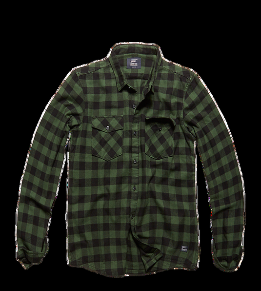 harley shirt camicia uomo in cotone flanellato leggero a scacchi verde/nero 