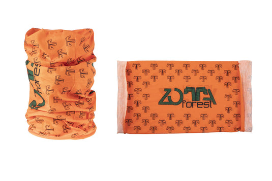 neck warmer elasticizzato arancione scritte nere 