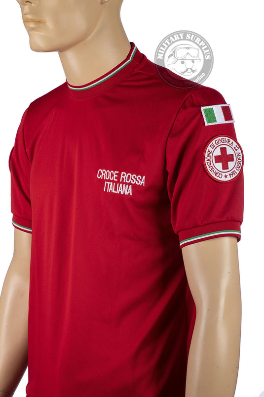T-shirt in tessuto tecnico CROCE ROSSA ITALIANA  con tricolore 