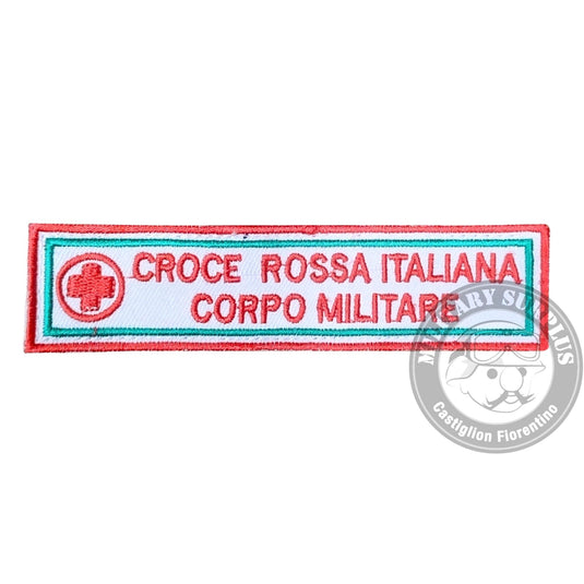 ricamo cri corpo militare con velcro, BIANCO 