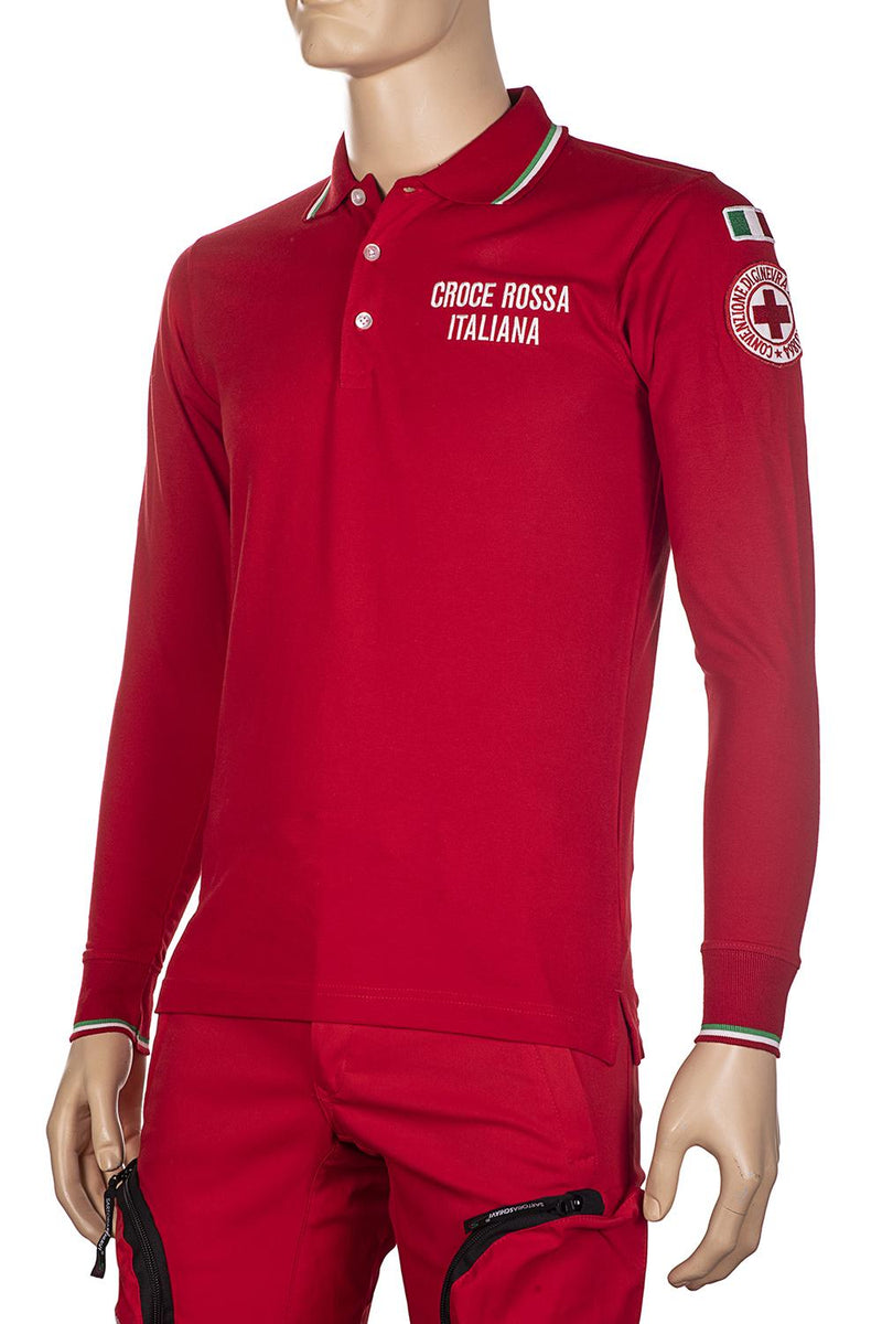 Carica immagine in Galleria Viewer, POLO MANICA LUNGA CROCE ROSSA ITALIANA.<BR/><BR/> 
