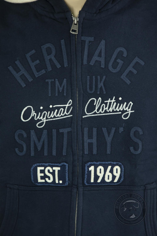 Smithy's felpa hoodie zip lunga e cappuccio  uomo Navy Blue 