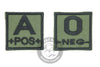 RANK Blood type embroidery with velcro 4x4 cm GREEN BASE BLACK BORDER various types