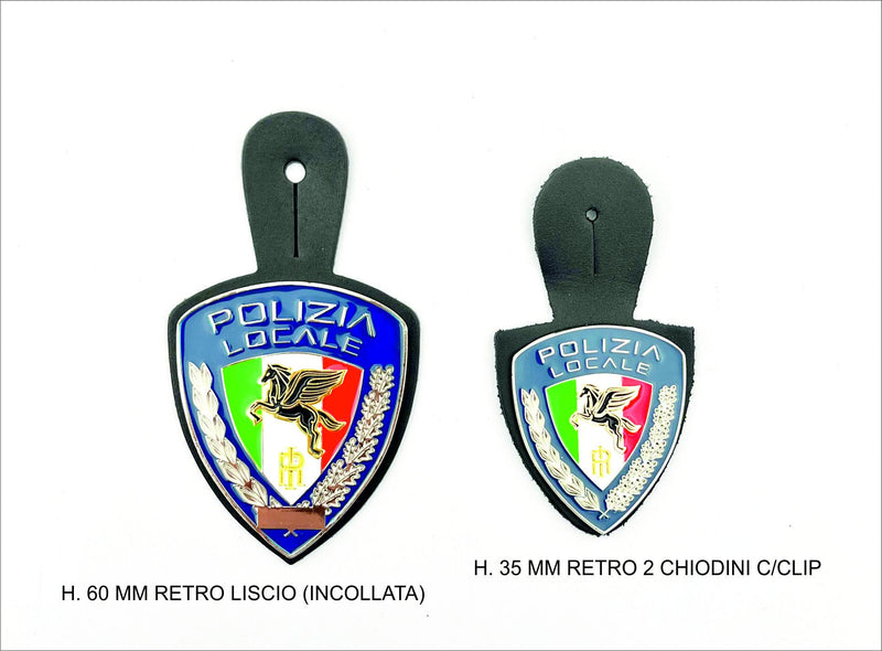 Load image into Gallery viewer, pendiff in pelle con fregio as19 polizia locale 
