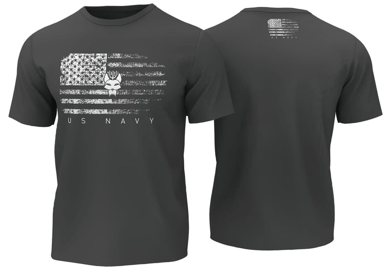 Load image into Gallery viewer, T-shirt stampata fronte retro BRAVO TEAM USA FLAG GRIGIO ANTRACITE<BR/><BR/> 

