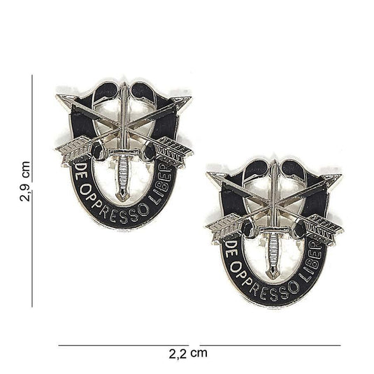 Coppia di emblemi in metallo SPECIAL FORCES DE OPPRESSO LIBER 