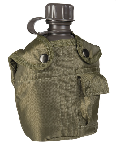 Load image into Gallery viewer, Borraccia US style in plastica con fodero cordura VERDE OLIVA 
